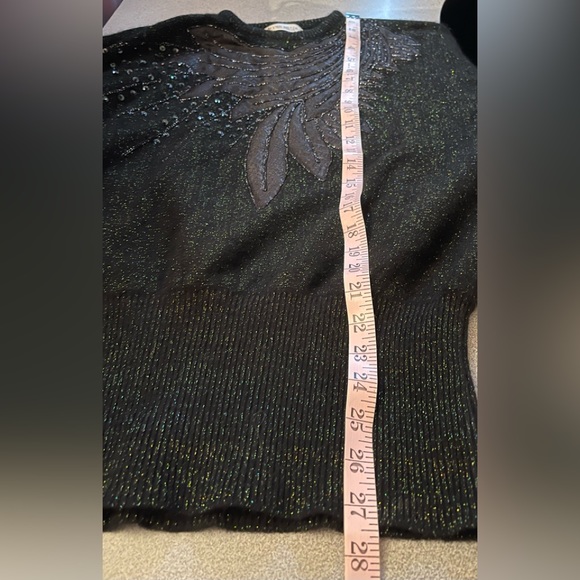 Vintage Uen Shadi 80s Black Beaded Dolman Sleeve Sweater - Picture 10 of 11